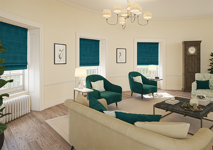 Florence Faux Suede, Ink Blue - Twist&Fit Roman Blind - Image 6